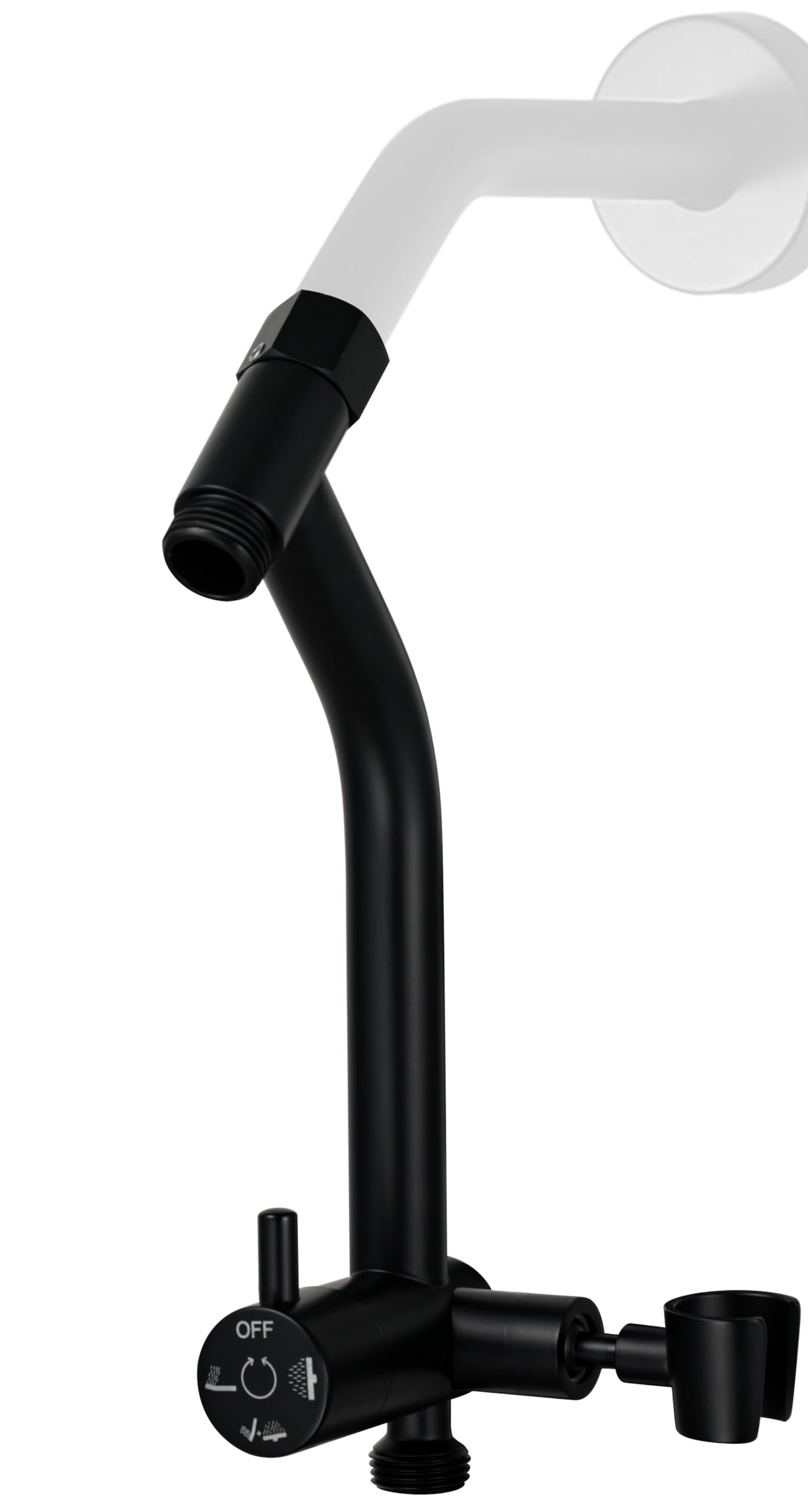 G-Promise All Metal Shower Diverter with Low Handheld Holder (Matte Black)