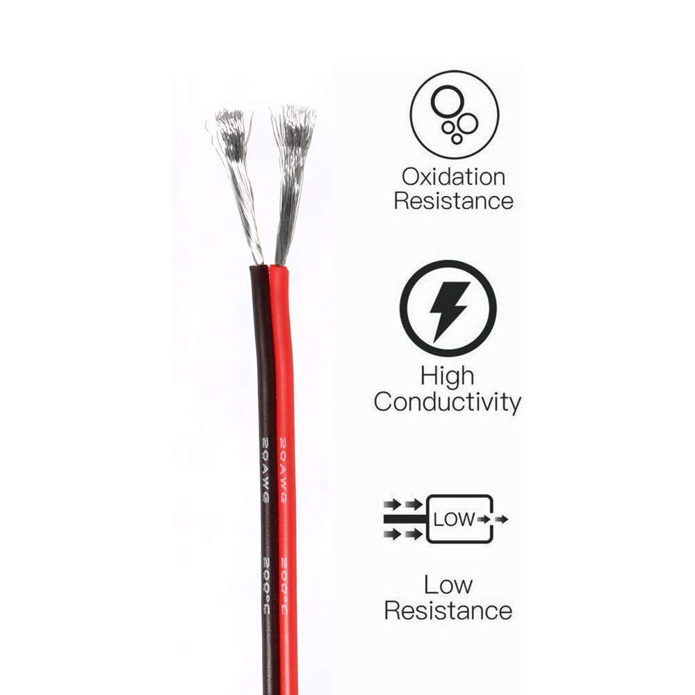 EXZEIT Cable de alambre de silicona de calibre 20, 2 pines para navegación de barco, luces de tráiler cortesía