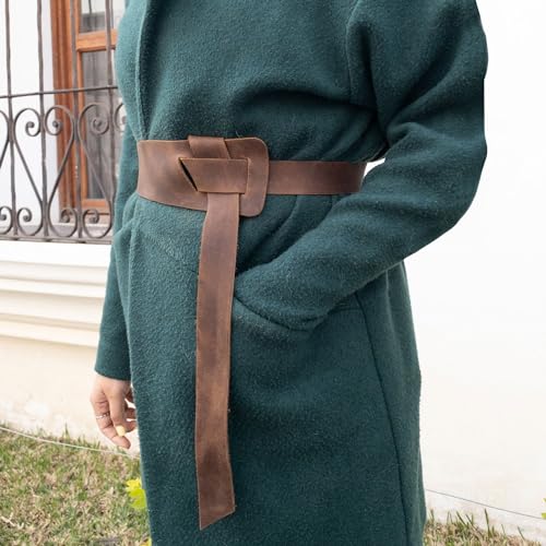 Heather's, Formal Belt for Women, No-Buckle Belt, Fashion Belly Accessory, Full Grain Leather, Handmade, Bourbon Brown2