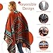 Hoosige Women's Tassel Open Front Poncho Cape 51.2 x 61'' Reversible Winter Warm Shawl Wrap Printed Poncho Cardigan for Women Autumn (Brown)