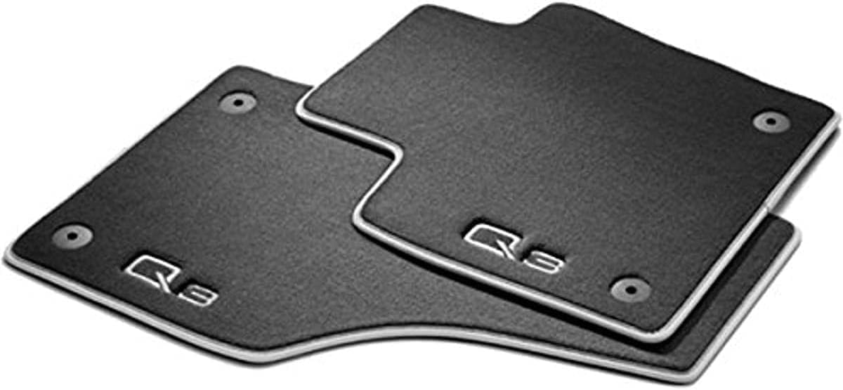 Audi 8U1061275MNO Premium Textile Foot Mats Front – Black/Silver Grey (Pack of 2)