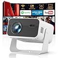 Projector with WiFi and Bluetooth, Home Smart tv Projector 4K Support, Electronic Focus & Auto Keystone, Portable Phone Wireless Gaming Movie Mini Proyector with apps for Bedroom/Celling/wall/