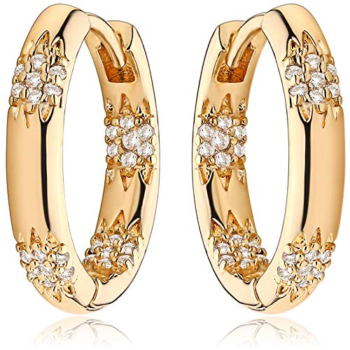 MEVECCO Gold Hoop Earrings for Women 18K Gold Plated Cubic Zircon Huggie Earrings Earrings for Everyday Jewelry