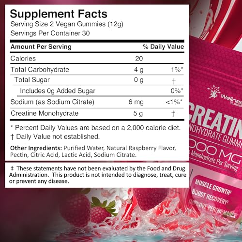 Image of Creatine Gummies 5000mg, 30 Servings Creatine Monohydrate Gummies - Third-Party Tested Creatine for Women, Raspberry Flavor Creatine for Men, Muscle Growth, Strength, and Recovery - Pack of 1