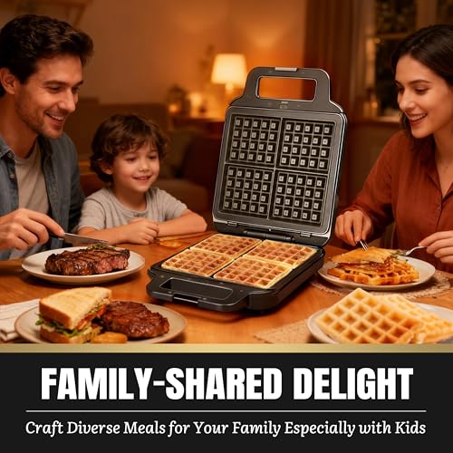 Image of FineMade Panini Grill Press Breakfast Sandwich Maker 3 in 1, Electric Griddle Panini Press, Grilled Cheese Maker, Sandwichera Electrica, Belgian Waffle Maker with Removable Plates