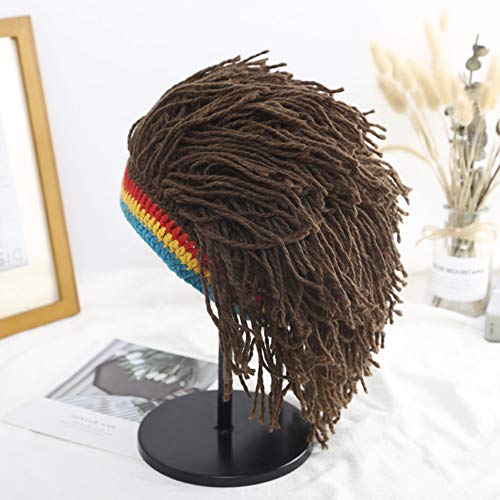 Image of Funny Rasta Wig Beard Hats Knitted Jamaican Rasta Beanie Hat with Dreadlocks Christmas Halloween for Men Women