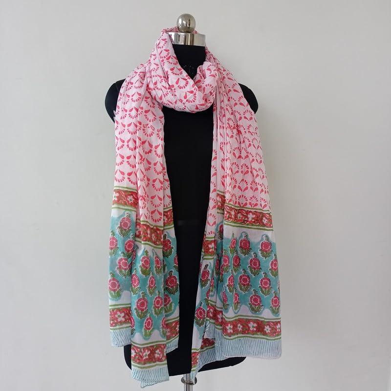 Scarf for Women Lightweight Handblock Soft Cotton Fashion Scarves Wraps_Multicolored2