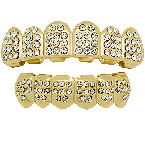 Juego de Grillz sonrisa con 6 dientes en oro 18K miniatura 1