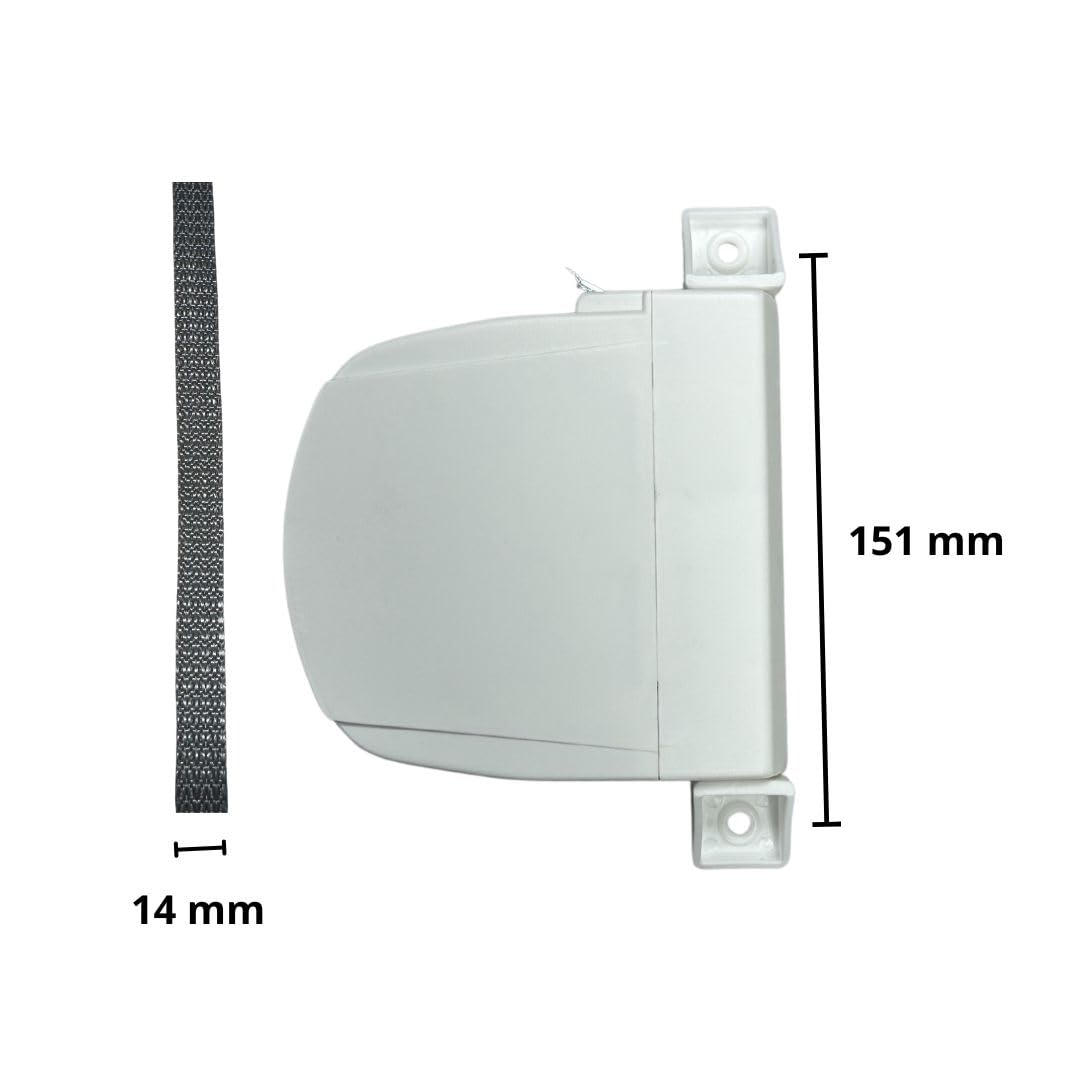 MATISMO Récupérateur de volet roulant blanc, 14 mm, 5 m, montage mural et lot de 2 bandes pour volets roulants (4, rectangulaire)
