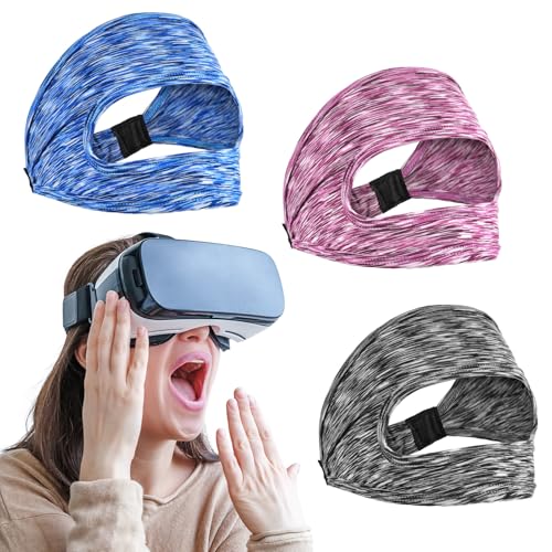 JIEYAO 3 Stück VR Schweißschutz, VR Augenmasken-Abdeckung Verstellbares VR Schweißband Atmungsaktiv VR Gesichtsmaske Waschbares Swat Band