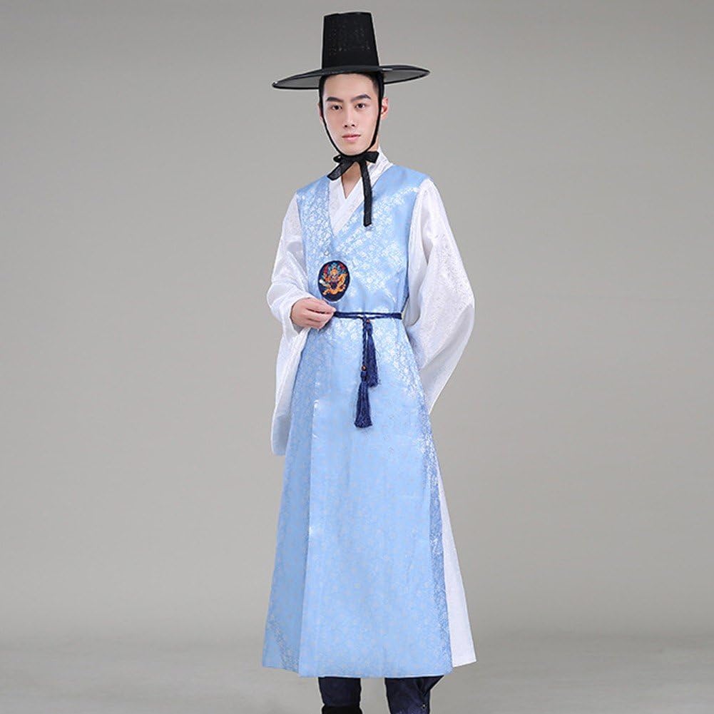 Hanbok Tradycyjny Męski Kostium Narodowy, Koreański Kostium Narodowy, Koreański Trybunał Strój na występy sceniczne, Cosplay i Halloween