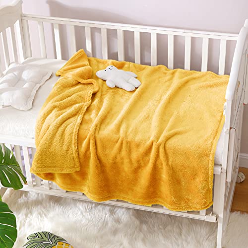 Exclusivo Mezcla Plush Baby Blanket, Soft And Warm Swaddle Throw Blanket, Infant, Newborn, Toddler And Kids Receiving Fleece Blankets For Crib Stroller (30X40 Inches, Mustard Yellow) #TOP3