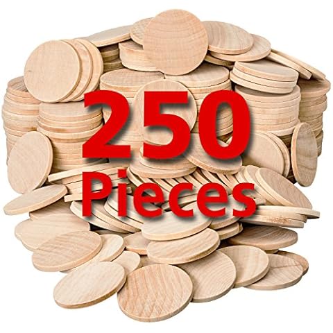 Round Unfinished Natural Wood Circles for Arts and Crafts 1.5 Inches (250 Pieces) by Dragon Drew Cover