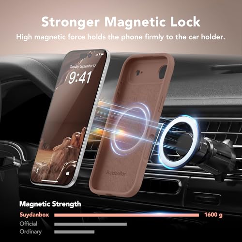 Image of Magnetic for iPhone Air Case, Compatible with MagSafe, [Full Camera Protection][Screen Protector] Silicone Shockproof Protective Phone Case for iPhone 17 Air 6.5 inch, Brown