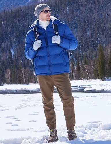 Image of BEST SOUTH Men's Hooded Winter Puffer Jacket Fleece Warm Bubble Coat Outerwear Cold Weather