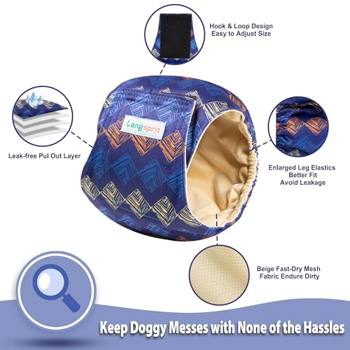 Image of Langsprit Belly Bands for Dogs - Diapers (Pack of 3) High Absorbing Dog Wraps Washable - Reusable Small- Doggy Dog Puppy Plaid-2 XS