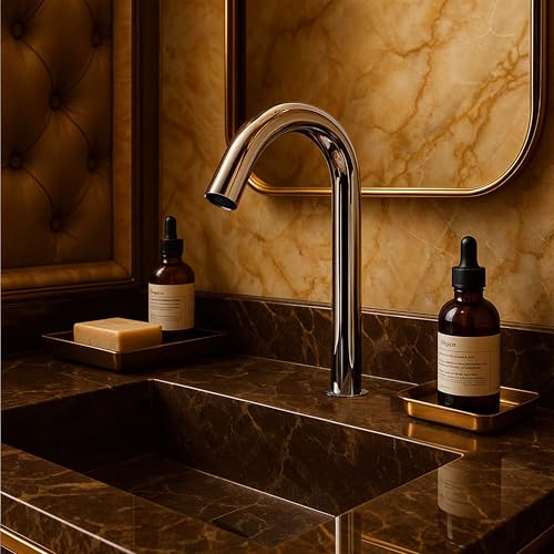 Image of Ruhe Touchless Sensor Faucet | Brass Automatic /Touchless /Sensor Based /Hands Free Bathroom Sink Tap /Faucet | Chrome Finish