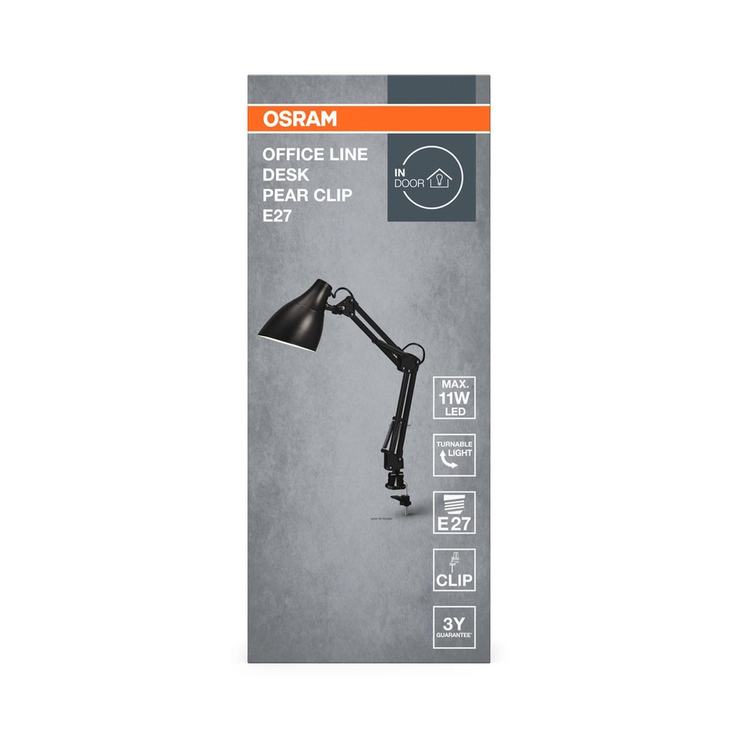 Licht-Erlebnisse Klemmleuchte Metall Schwarz E27 verstellbar modern funktional Schlafzimmer Wohnzimmer Arbeitszimmer H:40 cm Tischlampe Schreibtisch Büro
