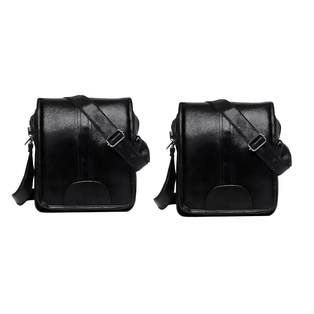 treggo Men's Leather Sling Bag – Waterproof Crossbody Shoulder Bag for Office, Travel, Work – Stylish Black PU Leather Messenger Bag with Adjustable Strap & Multiple Compartments-picture-32