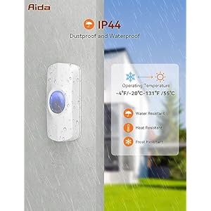AIDA-Mini-Wireless-Doorbell-Home-Waterproof-Doorbell-600ft-Range-Cordless-Door-Bell-Ringer-4-Volume-Levels-with-32-Doorbell-Chimes-White-Doorbell-with-1-Button-1-Receiver - Cucciolini Doodles AIDA-Mini-Wireless-Doorbell-Home-Waterproof-Doorbell-600ft-Range-Cordless-Door-Bell-Ringer-4-Volume-Levels-with-32-Doorbell-Chimes-White-Doorbell-with-1-Button-1-Receiver