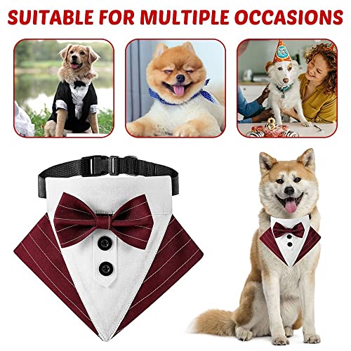 MiOYOOW Formelles Hunde Bandana Halsband, Verstellbares Smoking Hochzeits Bandana, Atmungsaktives Lätzchen, Dreieckiger Schal Mit Fliege D-Ring für Kleine Mittelgroße Hunde