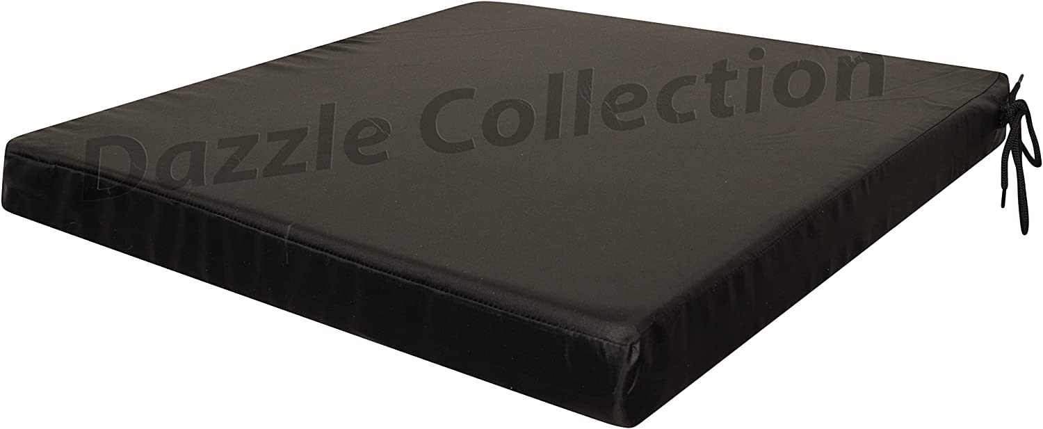 Dazzle Collection ®️ Garden Seat Pads Seat Cushions Waterproof Outdoor Indoor Seat Cushion Rattan Cushion Chair Seat Pads Garden Patio Chair Cushions (50cm x 44cm x 5cm, Black)