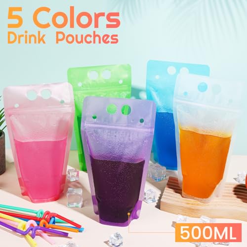 Pitillos desechables coloridos con bolsas de bebida 100 pcs miniatura 2