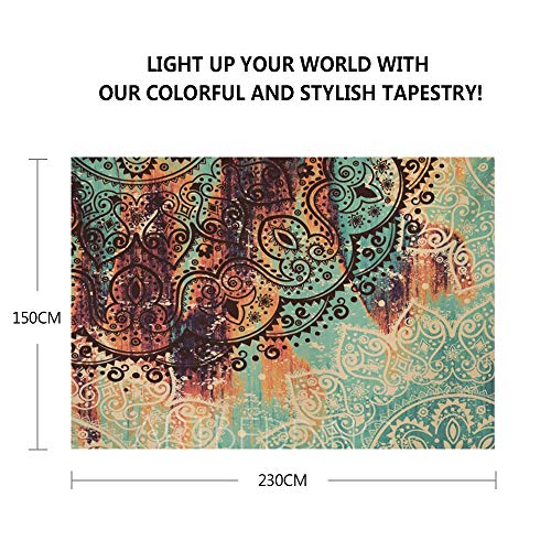 GeeRic Wandteppich Mandala wandtuch Wandbehang Indien Bohemian Picknick Tagesdecke Sandtuch Tapisserie Yoga psychedelisch Deko Tuch Tapestry groß Tischdecke 150 x 230cm