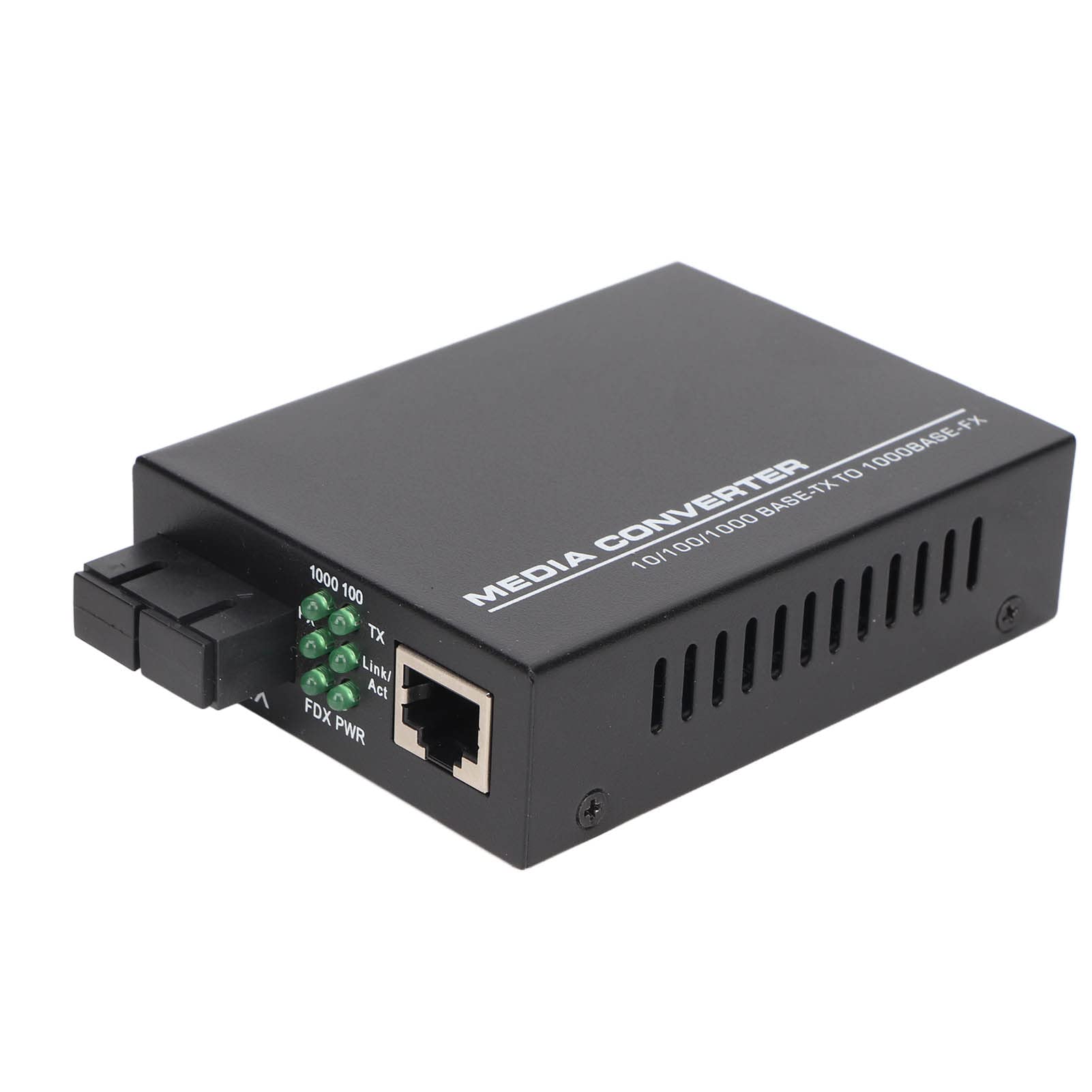 BROLEO Fiber Media Converter, Ethernet Switch Converter 2 Fiber Multimode LED Indicator 100‑240V for Industry (UK Plug)