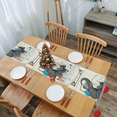 Chemin de table de Noël à pompon 35x152cm, déco de table cuisine intérieure extérieure - 8