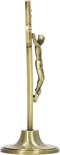 Miniatura 5 de Cruz católica hermosa aleación de zinc hecho a mano Crucifijo de pared de metal vertical extraíble (color cobre)