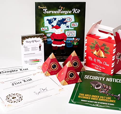Prosperous Goods Santa's Naughty or Nice List Bundle | Santa Letter Mailbox, Elf Notes to Kids Elf Report Cards, Naughty or Nice List Certificate, Santa Cam Lens, House Surveillance Sign