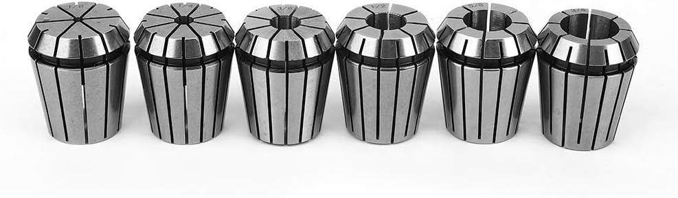 ER32 Spring Collet Chuck Set 6Pcs | High Speed Steel CNC Milling Machine Accessories | 1 / 8in 1 / 4in 3 / 8in 1 / 2in 5 / 8in 3 / 4in Installation | for Engraving/Milling /