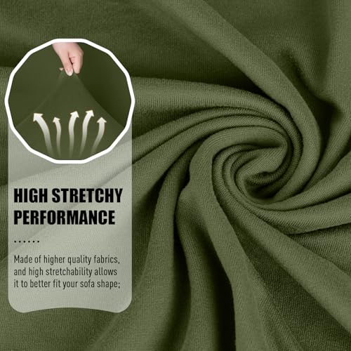 Image of TAOCOCO Recliner Couch Covers 3 Pieces, Stretch Sofa Covers for 3 Seat Reclining Couch, Polyester Fabric Recliner Covers Soft Washable Furniture Protector with Pockets (3 Seat, Olive Green)