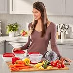 Rubbermaid TakeAlongs Food Storage Containers, 52 Piece Plastic Container Set, Dishwasher and Microwave Safe Meal Prep, Snack, and Lunch Container, BPA Free, Ruby Red