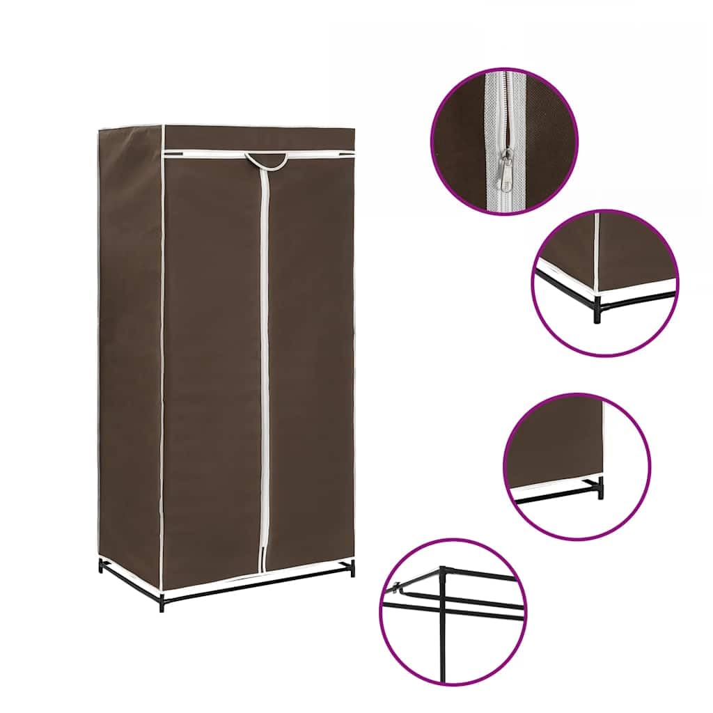 Garde-Robe Marron 75x50x160 cm Meuble de Rangement, Armoire Penderie pour Salon, Chambre, Dressing, Bureau