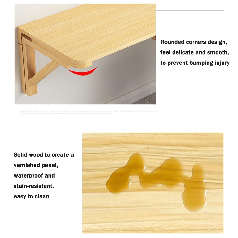 Scrivania Pieghevole da Parete, 32" x 24" Tavolo Pieghevole da Parete con ribaltina per Piccoli spazi, Tavolo Galleggiante in Legno Banco da Lavoro per Ufficio Casa Cucina Lavanderia (120x50