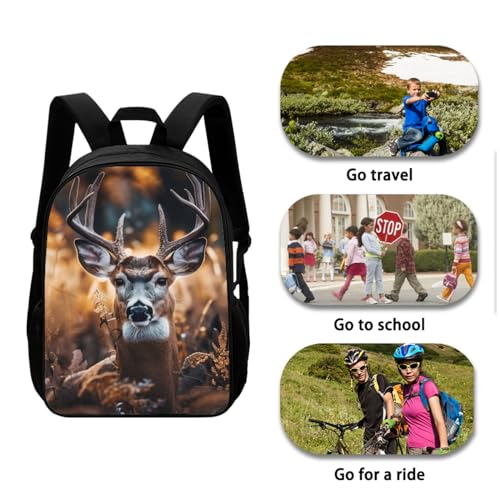 Xhuibop Camo Hunting Backpack for Boys 7-8 with Lunch Box Deer Book Bag with Lunchbox Set for Girls Middle School Bag and Lunch Bag Pencil Case Teenager Bookbag for 6th Grade Girls4