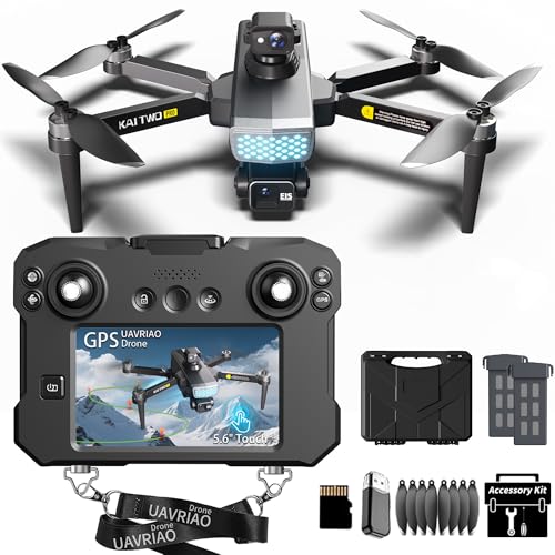 5.6” Touch Screen Drone with 3-Axis Gimbal & 4K Camera, 5G FPV Transmission, GPS Auto Return, 360° Obstacle Avoidance, 7-Level Wind Resistance, 30 Mins Flight, Professional Aerial Photography Quadcopter for Adults