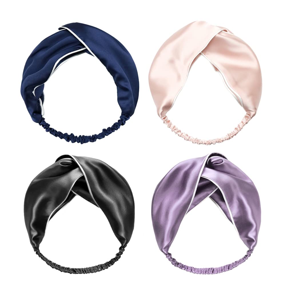 FRCOLOR 4pcs Women Elastic Cross Knot Headbands Soft Breathable Face Wash Hair Accessories for Yoga Sports and Daily