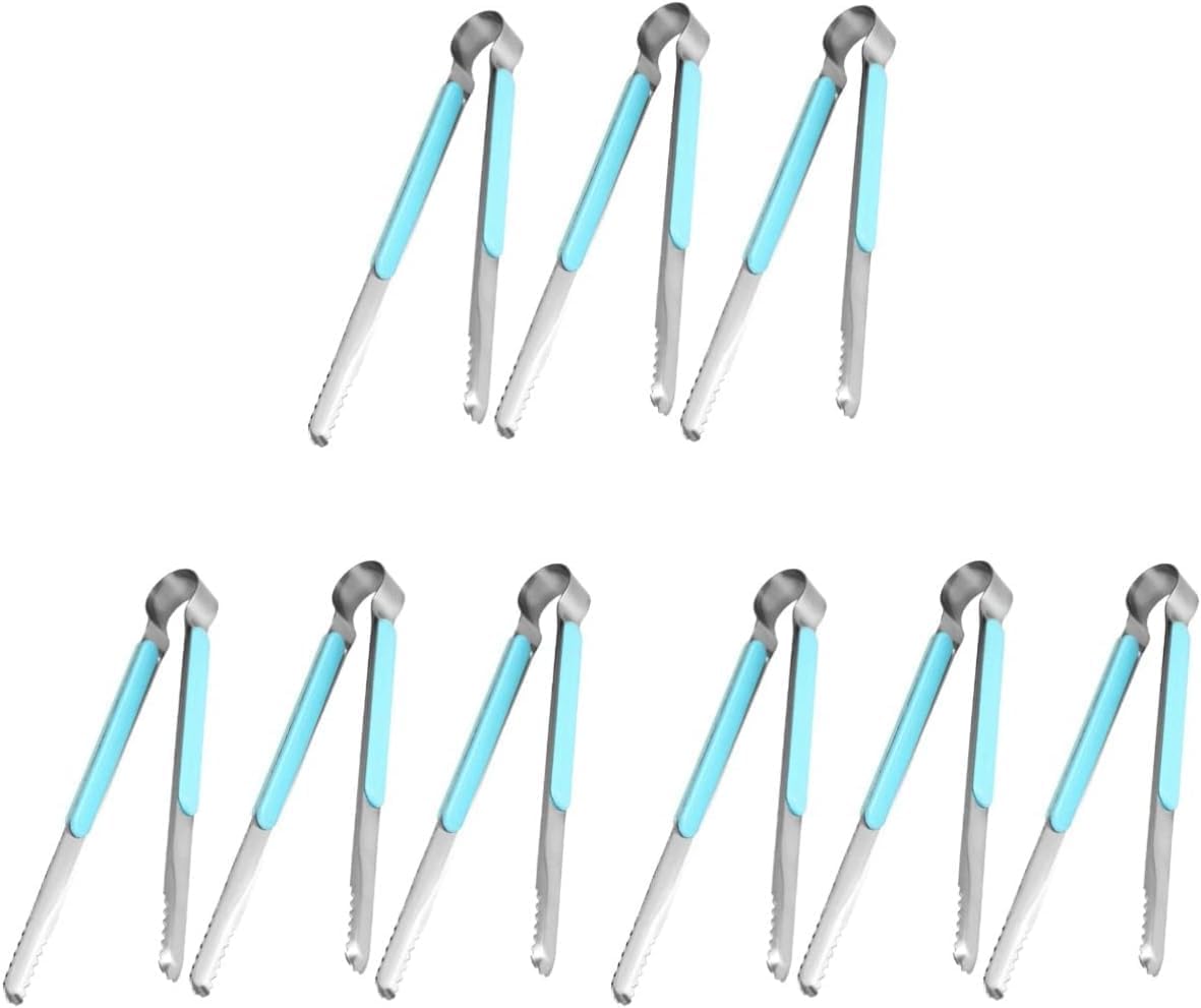 3pcs Stainless Steel Bread Clamp Food Serving Stainless Steel Steak Clamp Food, Food Tongs(Bluex3pcs,22X1.8CMx3pcs)