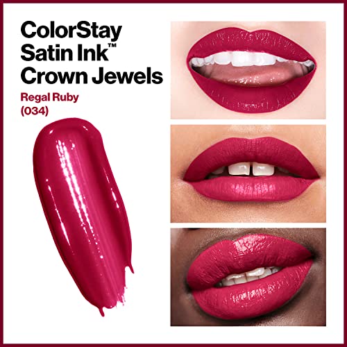 Image of REVLON Colorstay Satin INK, Comfortable, Longwear Rich 16-Hour Liquid lip Color, Formulated with Black Currant Seed Oil & Vitamin E, Regal Ruby - (034) (Pack of 2)
