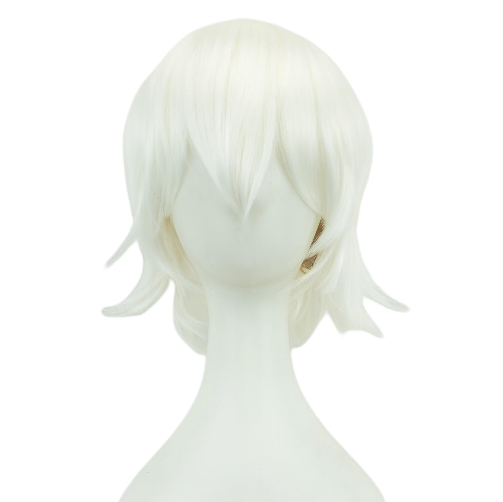 IMISSU Unisex Short Hair Party Wig with Bangs Halloween Costume Wigs (White) - Image 2