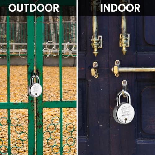 Image of Link New Round 60 MM Silver Steel Lock with 3 Keys | Lock and Keys | Door Lock | Padlock for Home, Office, Shop