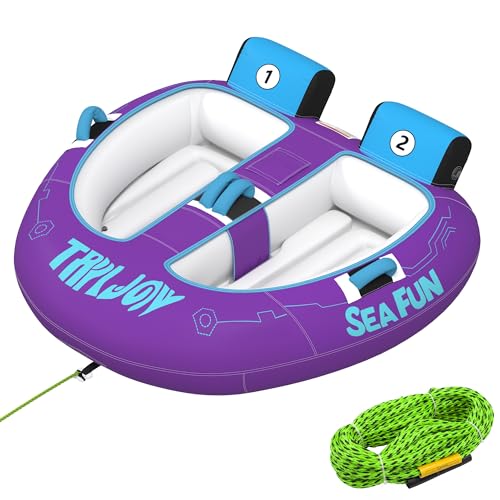 UPHYB 2 Person Towable Tubes for Boating with Towable Rope, Inflatable Cockpit Style Boat Tube for River and Lake，Beginner-Friendly