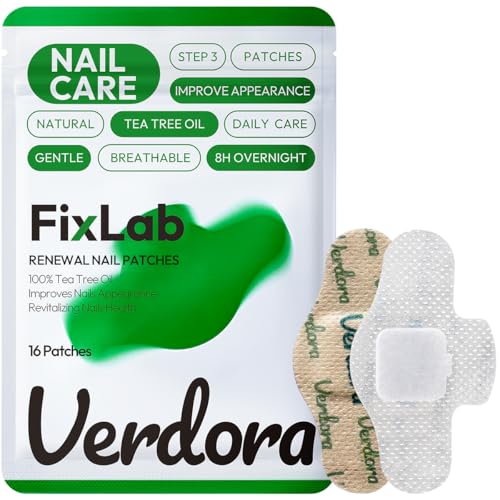VERDORA FIXLAB Nail Patches 16 Pcs Nail Treatment Extra Strength Overnight Nail Care with Tea Tree Oil 8-Hour Moisturizing & Nourishing for Healthy Appearance Men & Women