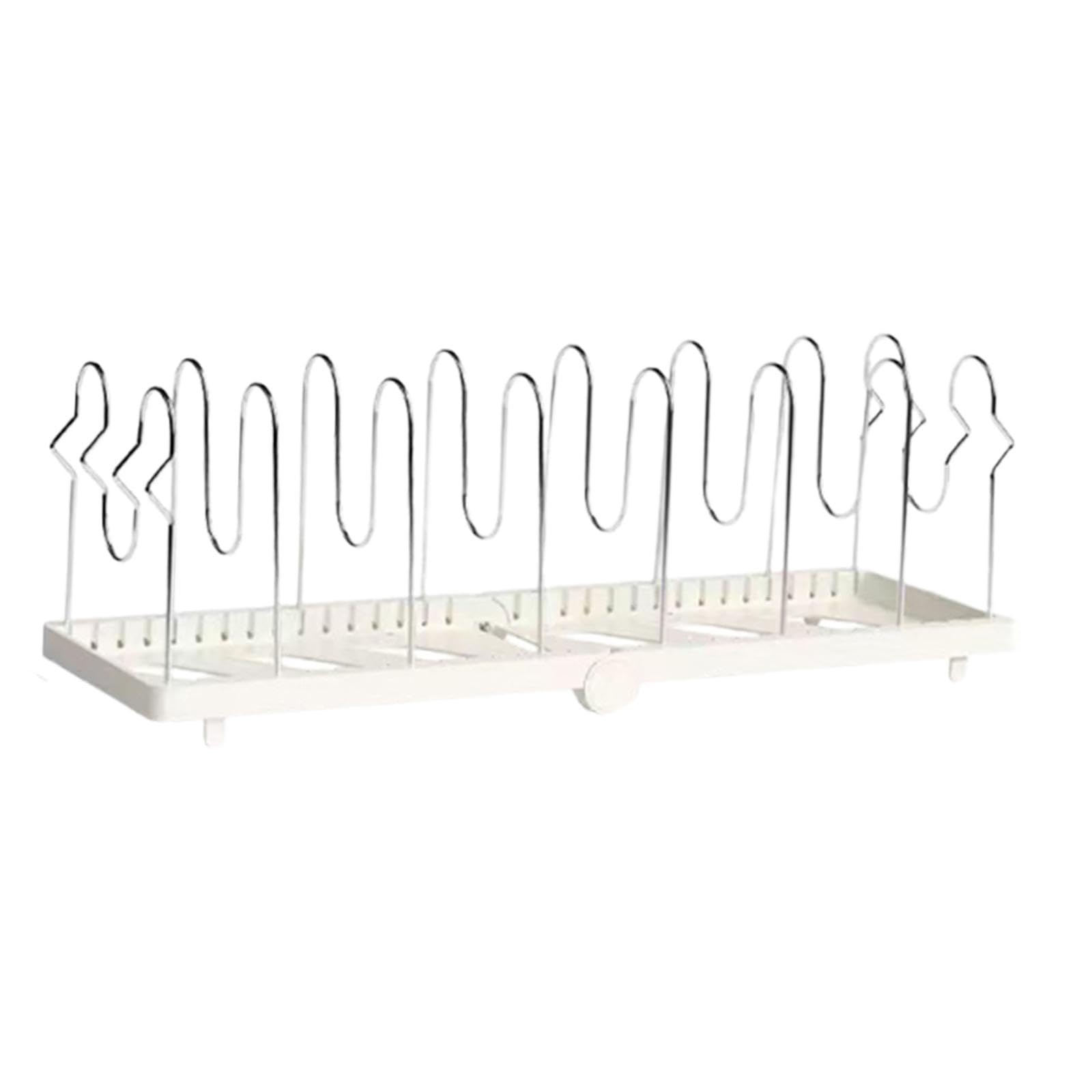 Amagogo Organizzatore per pentole e padelle, Organizzatore per teglie da forno, Supporto per pentole, Supporto per coperchi di pentole, Griglia per pentole, Bianco