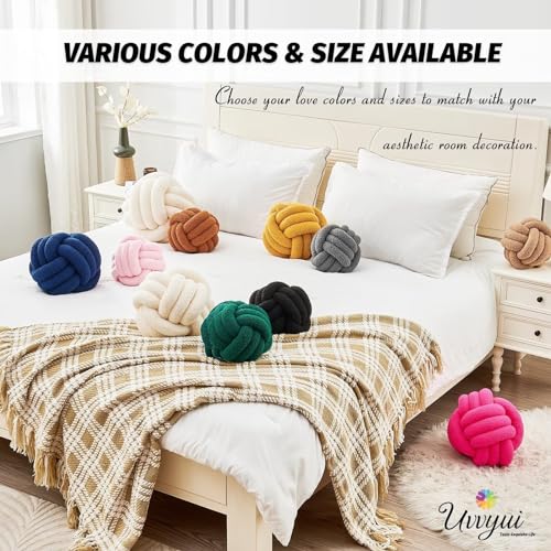 Image of Uvvyui Knot Pillow Ball, Soft Home Decorative Pillows, Round Throw Pillow, Handmade Knotted Plush Pillow, Round Boucle Pillow Cushion (8.6 Inches Black)