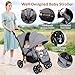 GLACER Foldable Twin Stroller, Double Baby Stroller w/Multi-Level Backrest, Canopy, Handle & Footrest, Safety Belt & Brake System, Travel Tandem Seating Stroller w/Lockable Wheels (Gray)