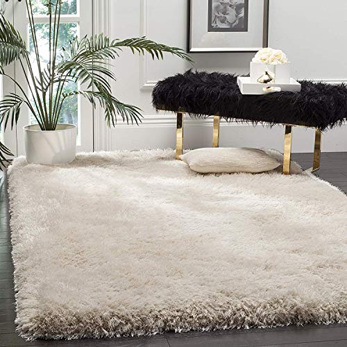 Image of Imra Carpet for Home Handwoven Fluffy Shag Collection with 2 inch Thickness 4.1 X 6.2 Feet (120X180 cm) Color Ivory